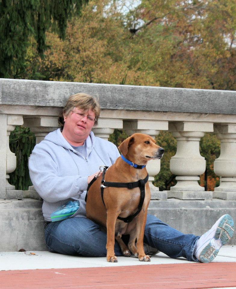 Chance and Barbara resting at the Kentucky State Capitol in Frankfort, KY.
